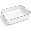 Vasque à poser, 50x39 cm, céramique avec liseré doré, 3 couleurs, Line