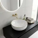 Vasque à poser, Ø41,5 cm, céramique, 3 couleurs avec liseré doré, Line