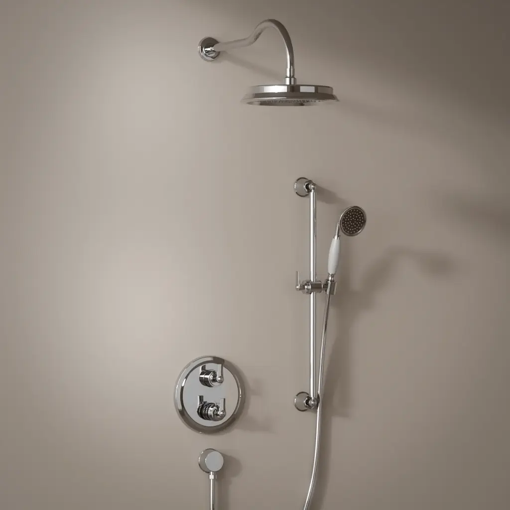 Composition thermostatique de douche encastré avec barre de douche, Chrome, Liberty 