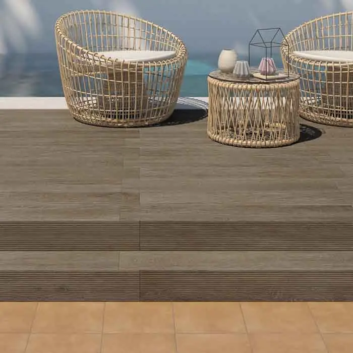 Carrelage parquet deck, 23X120 cm, Trunk Nut