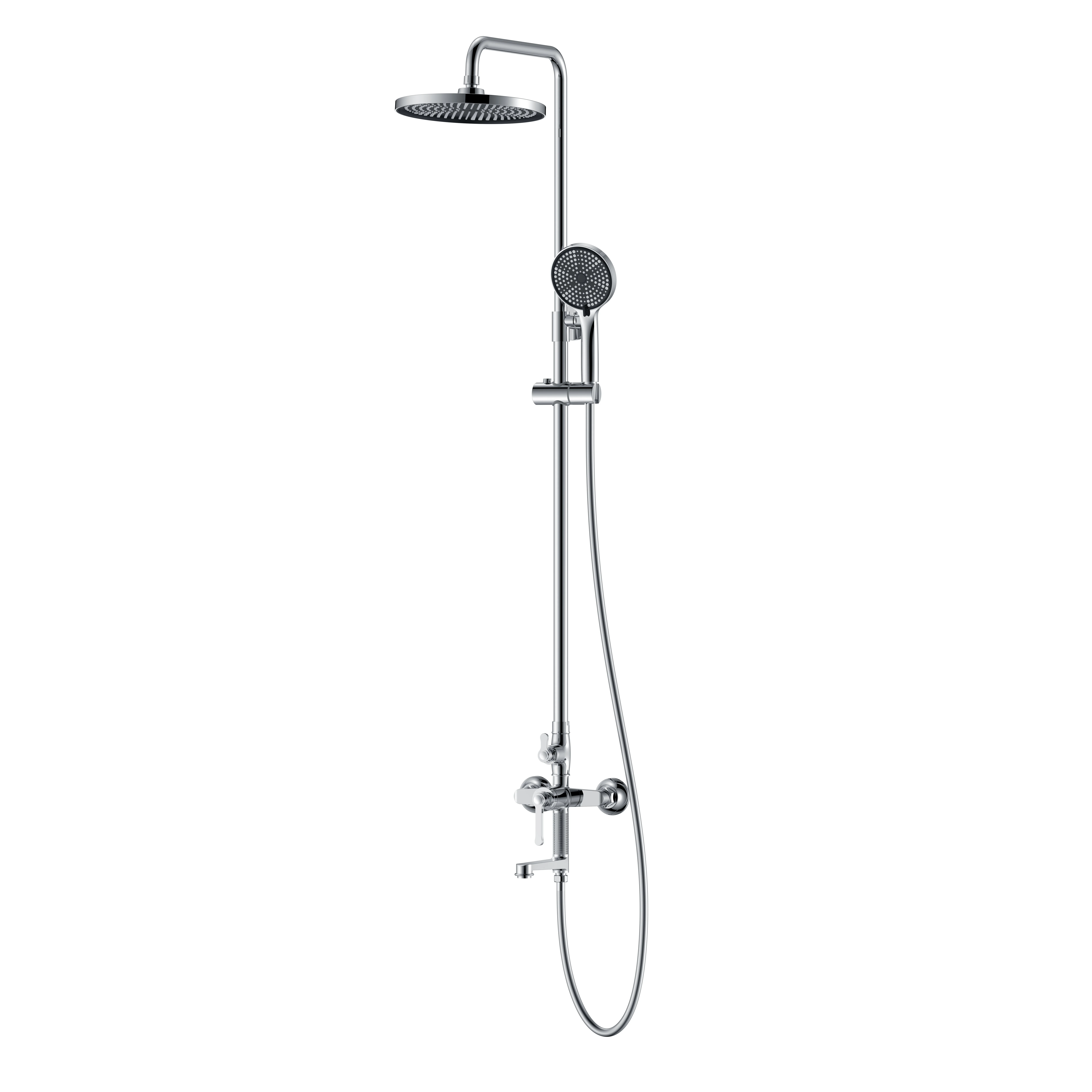Colonne bain-douche César finition chrome avec texture cannelée et douchette assortie
