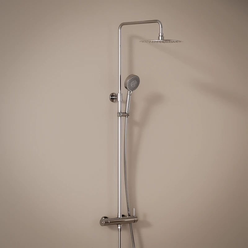 Colonne de douche mitigeur, Ø25cm, chrome, avec douchette multifonction, Châtelet