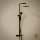 Colonne de douche avec mitigeur mécanique Ø25cm, avec douchette multifonction, noir brossé, Châtelet III 