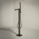 Robinet mitigeur de bain au sol, manette cannelée, Gun métal, Star 