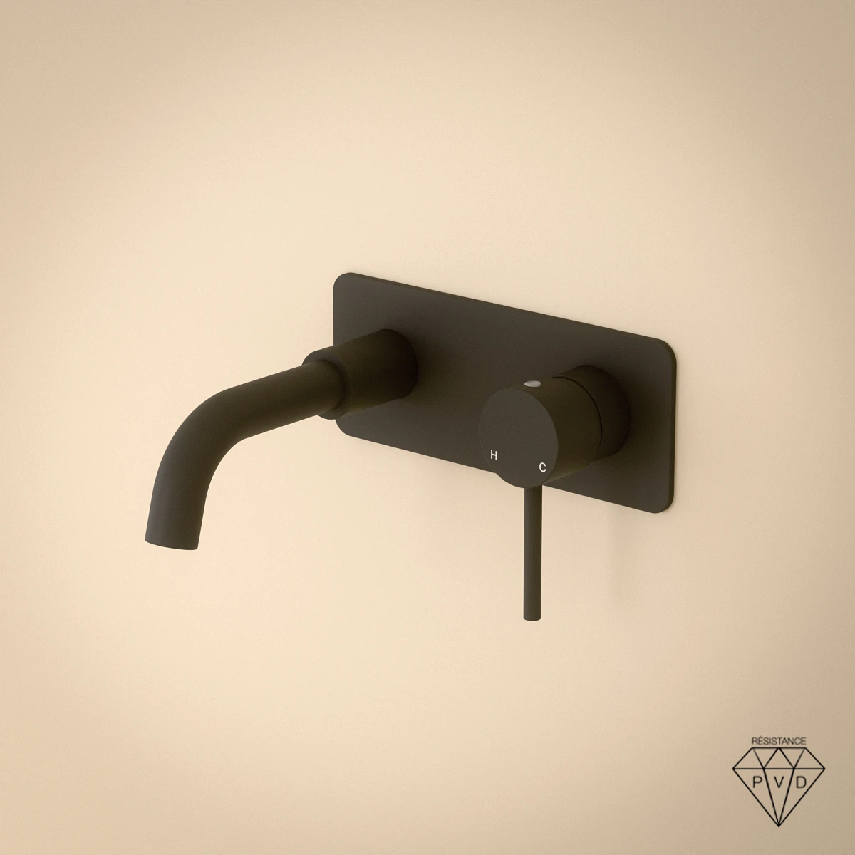 Mitigeur lavabo encastré en noir brossé avec bec de 15 cm