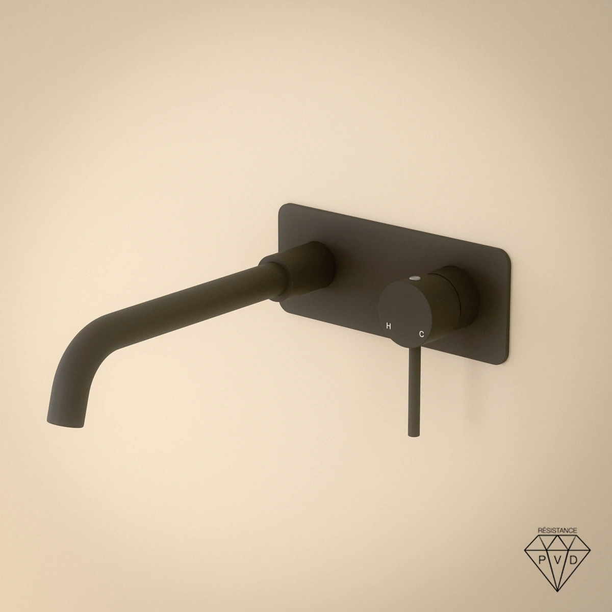 Mitigeur lavabo encastré en noir brossé avec bec de 25 cm