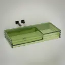 Plan vasque suspendu transparent vert 100x45x15, Zante