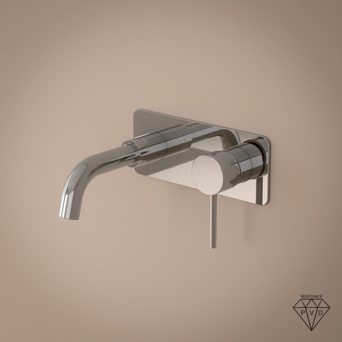 Mitigeur lavabo encastré en chromé avec bec de 15 cm