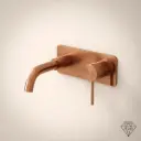 Mitigeur lavabo mural doré rose brossé, bec 15 cm, Châtelet III 