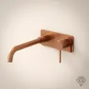 Mitigeur lavabo mural doré rose brossé, bec 25 cm, Châtelet III