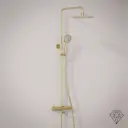 Colonne bain douche thermostatique, douchette multifonction doré brossé, Châtelet