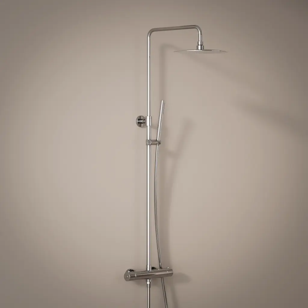 Colonne de douche avec mitigeur thermostatique, Ø25cm, Châtelet, chrome