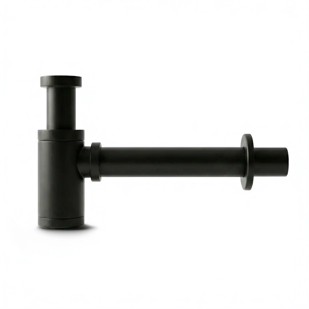 Siphon en inox, finition noir mat
