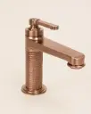 Mitigeur lavabo cannelé, doré rose brossé, César 1