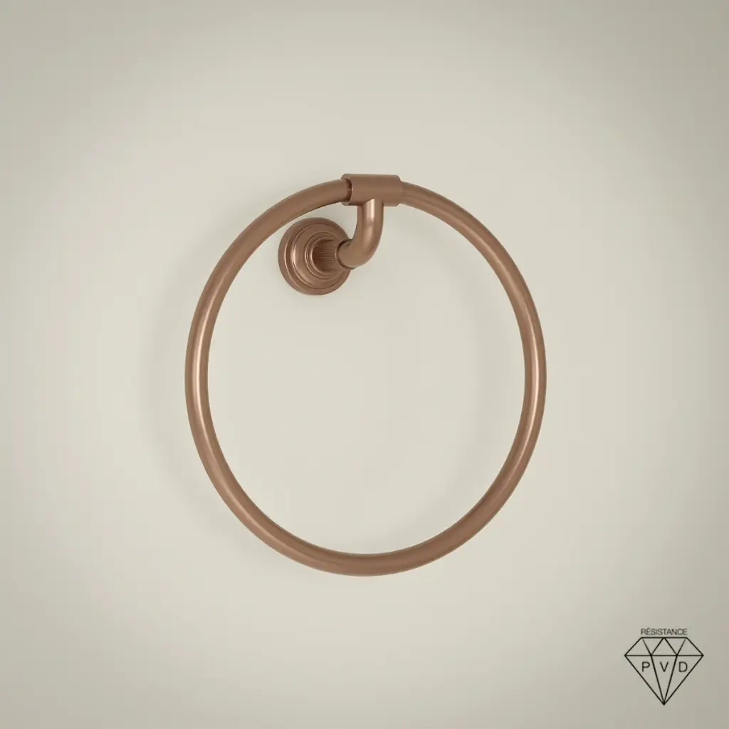 Anneau porte serviette cannelé, doré rose brossé, César 1      