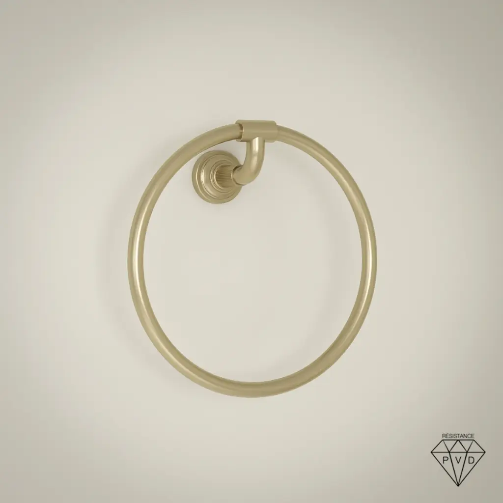 Anneau porte serviette cannelé, doré brossé, César 1     