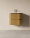 Meuble vasque 60x50, arrondi, résine minérale blanc mat, chêne naturel, Alix
