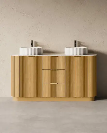 Meuble salle de bain, plan pierre 150cm, Liam