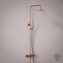 Colonne de douche avec mitigeur thermostatique, Ø25cm, doré rose brossé, Châtelet