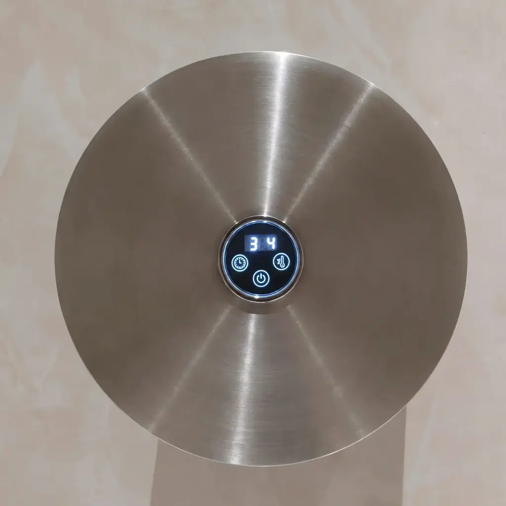 Sèche serviette électrique rond, diamètre 21cm, inox brossé, Disc    