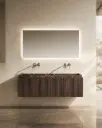 Meuble bois, 140cm avec double vasque marbre, Ouessant