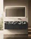 Meuble bois, 140cm avec plan vasque marbre,vasque à droite, Dimassa