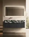 Meuble bois, 140cm avec plan vasque marbre, vasque à gauche, Dimassa 