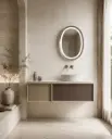 Meuble laque bicolore, 120cm avec plan et vasque a poser à droite marbre, Tobago  