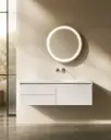 Meuble laque, 120cm avec plan vasque intégrée à droite, Belle ile 