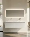 Meuble laque, 140cm avec plan double vasque intégrée, Belle ile   