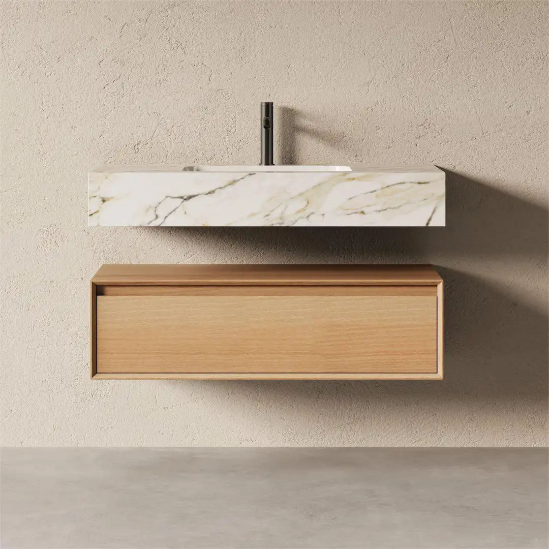 Meuble Vasque Suspendu Irene 100 cm – Duo Chêne & Carrara 