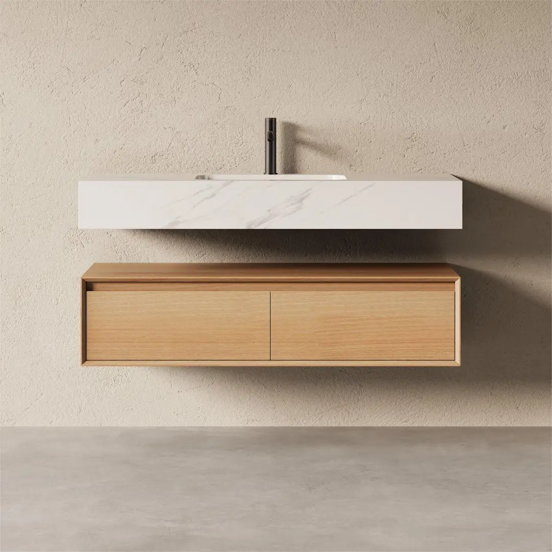 Meuble Vasque Suspendu Irene 120 cm – Duo Chêne & Carrara