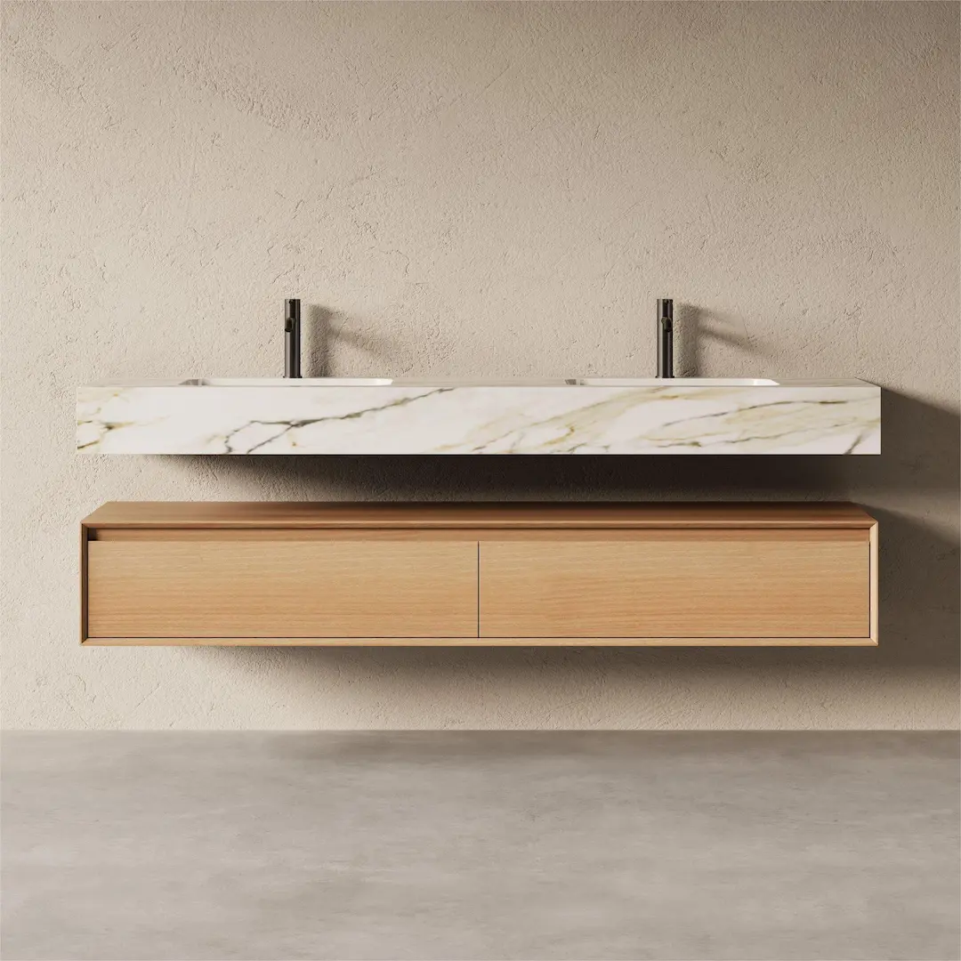 Meuble Vasque Suspendu Irene 180 cm – Duo Chêne & Carrara