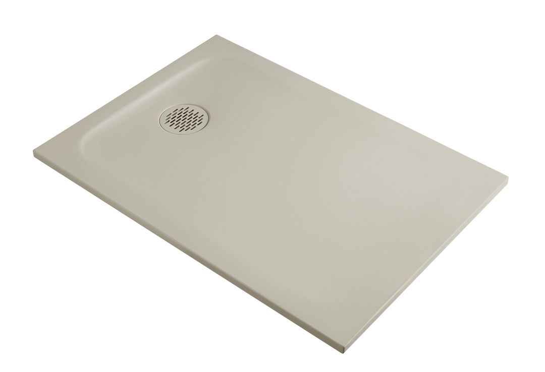 Receveur de douche extra-plat 70 cm en résine minérale beige avec texture de surface mate gamme Cotton.