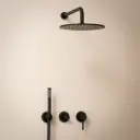 Composition mitigeur de douche encastrée, pomme de tête et set douchette, noir mat, Chatelet    