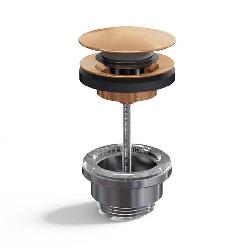 Bonde lavabo clic-clac ou fixe universelle en laiton finition doré rose foncé