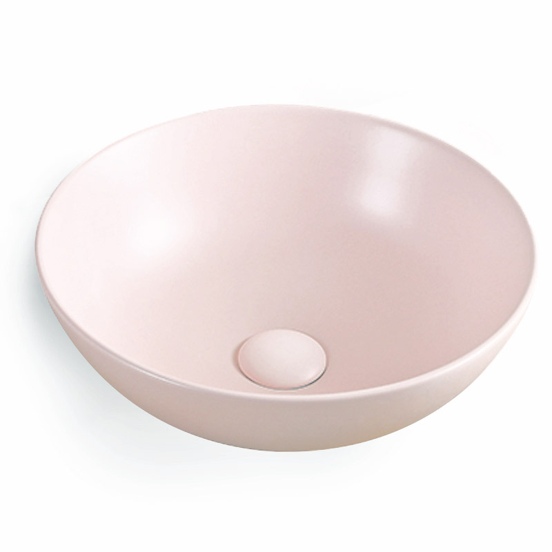 Vasque à poser Ø39,5 cm, bol en céramique rose mat, Art