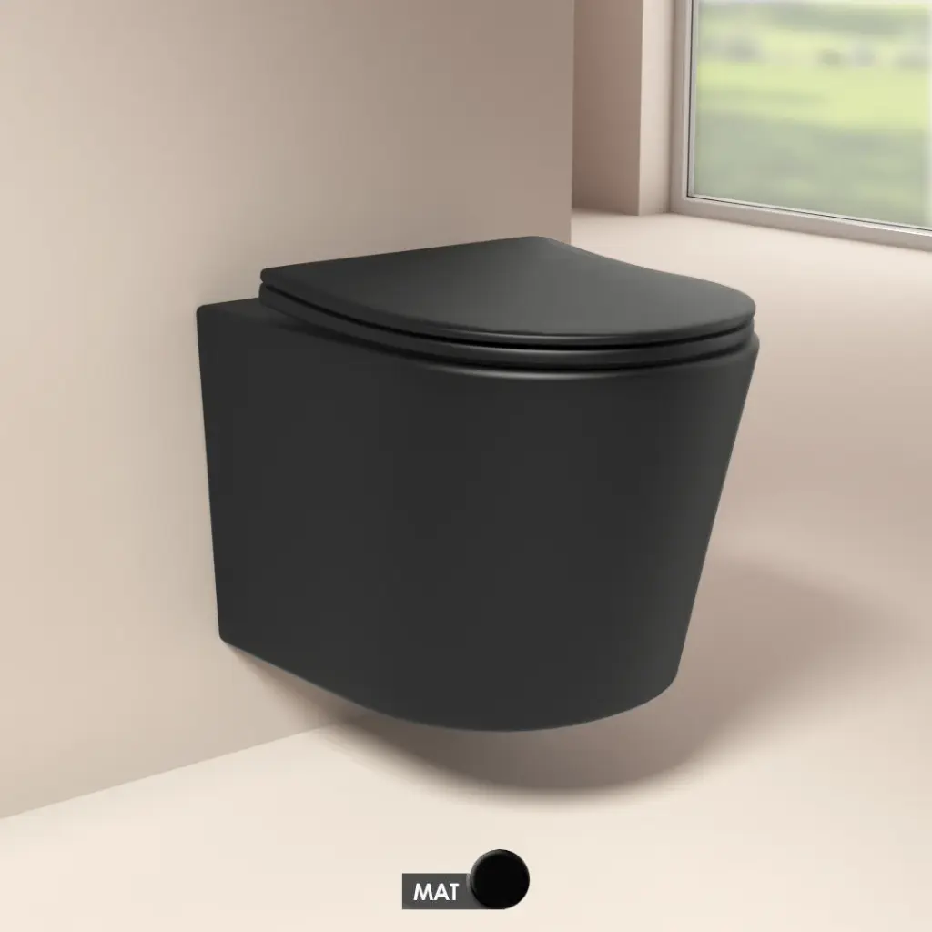 WC Suspendu compact, 49x36,5 cm, Noir mat, Flavia