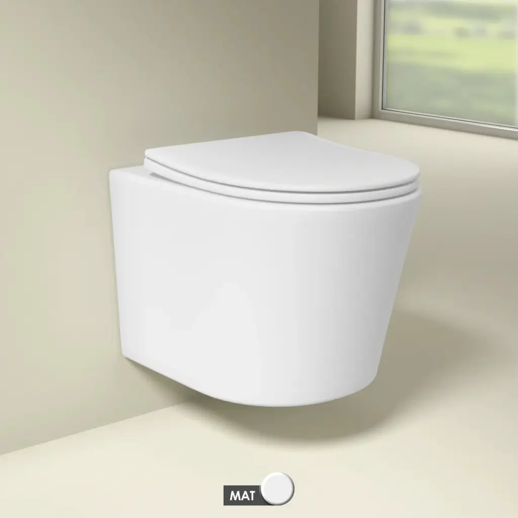 WC Suspendu compact, 49x36,5 cm, Blanc mat, Flavia