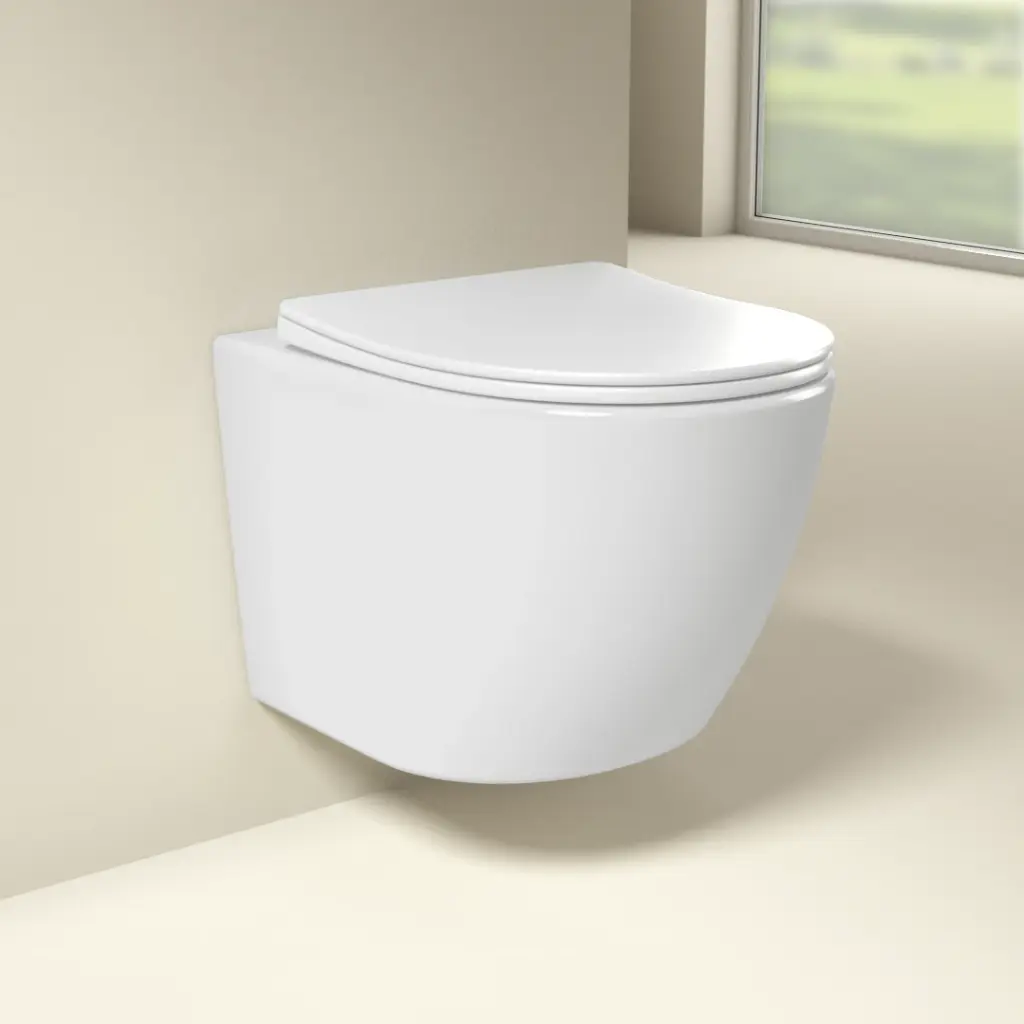 WC Suspendu compact, 48.5x37 cm, Blanc brillant, Celia