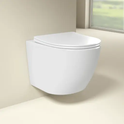 WC Suspendu compact, 49x37 cm, Blanc brillant, Celia