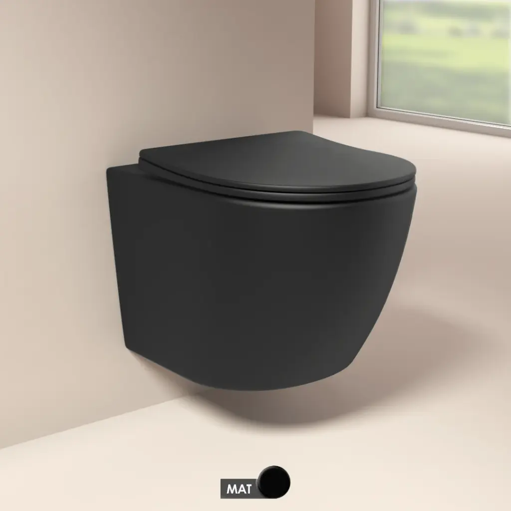 WC Suspendu compact, 49x37 cm, Celia, Noir mat