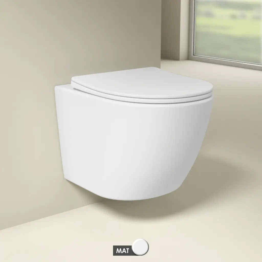 WC Suspendu compact, 49x37 cm, Blanc mat, Celia