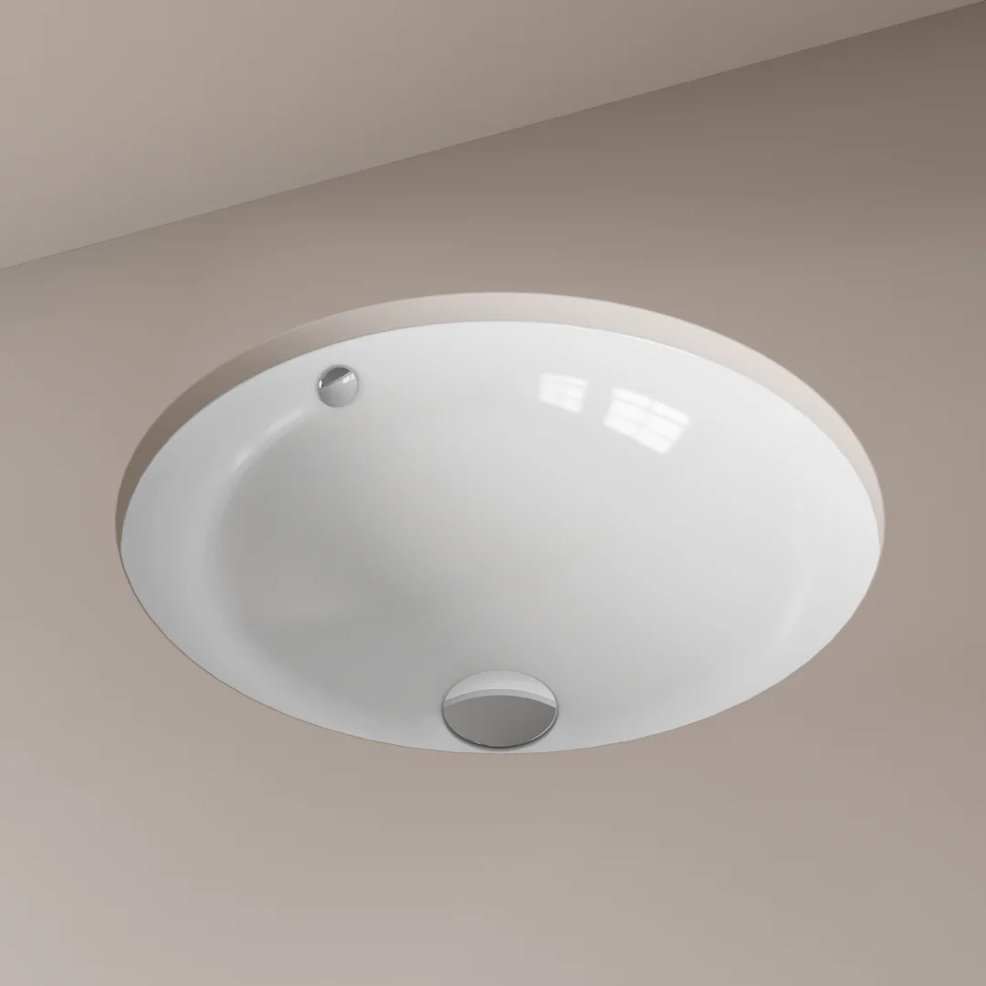 Vasque à encastrer par dessous Ø43 cm ronde céramique, Asako