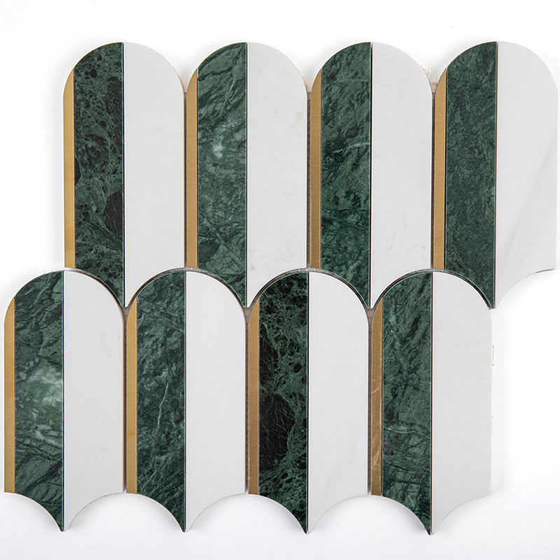 Mosaïque, 26,4x25,05 cm, vert et doré, Venice
