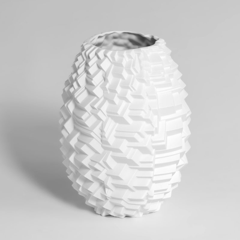 Vase en porcelaine, déstructuré, Blanc