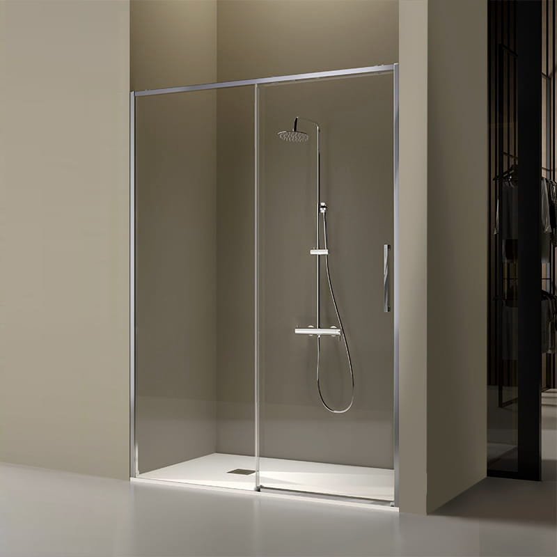 Porte de douche coulissante sur mesure, de 106 à 182.6cm, profilé Chromé, Delta