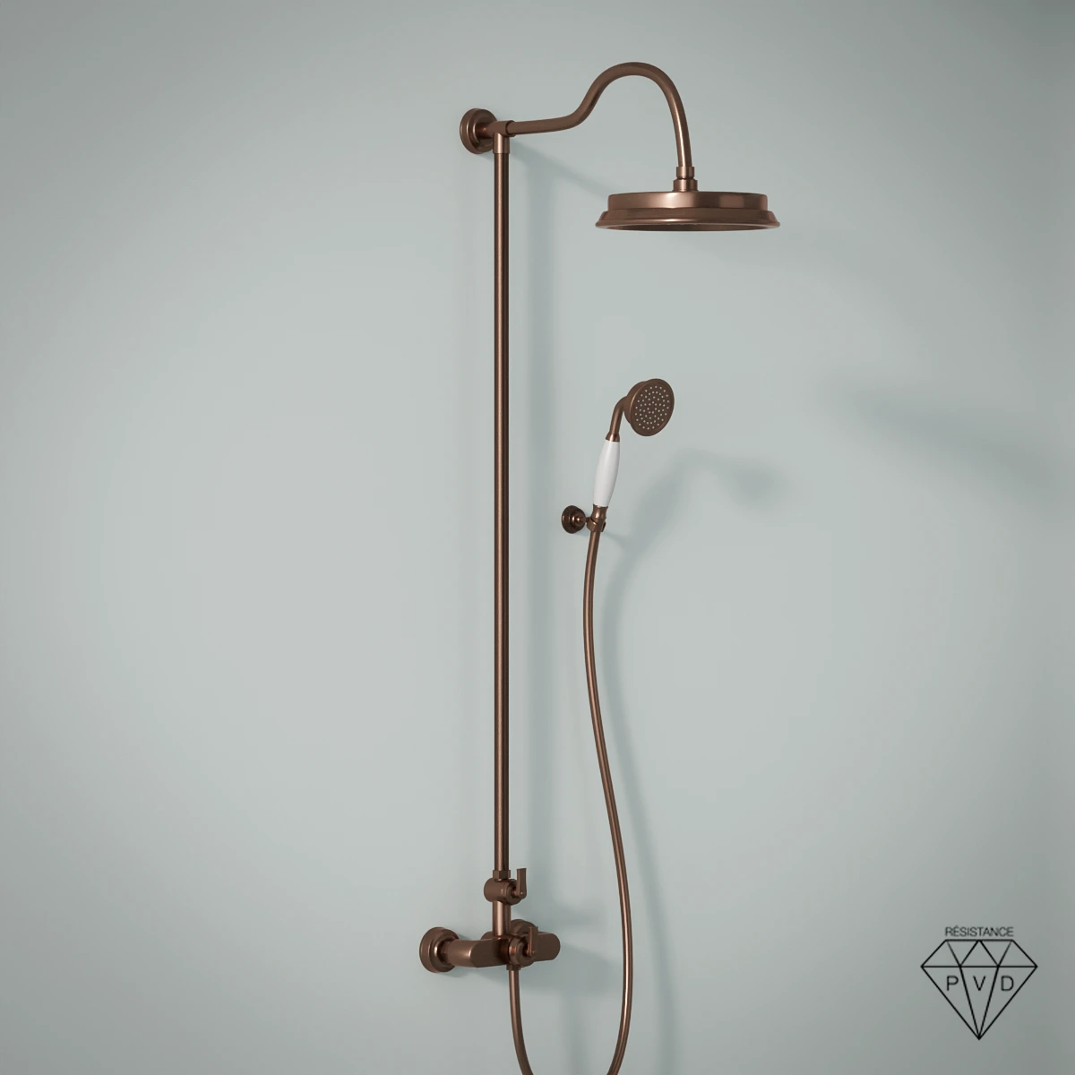 Colonne de douche avec mitigeur thermostatique, traitée cuivre, Liberty