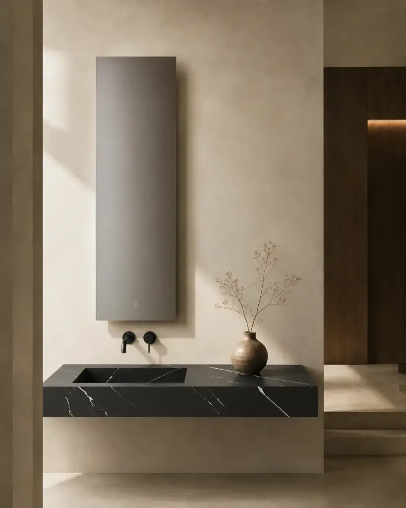 Plan Vasque Gauche, 121x46x12, Marbre Black marquina, Lake
