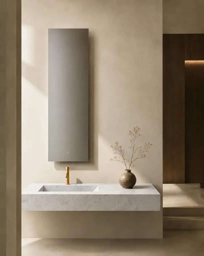 Plan Vasque Gauche, 121x46x12, Marbre Elba White, Lake